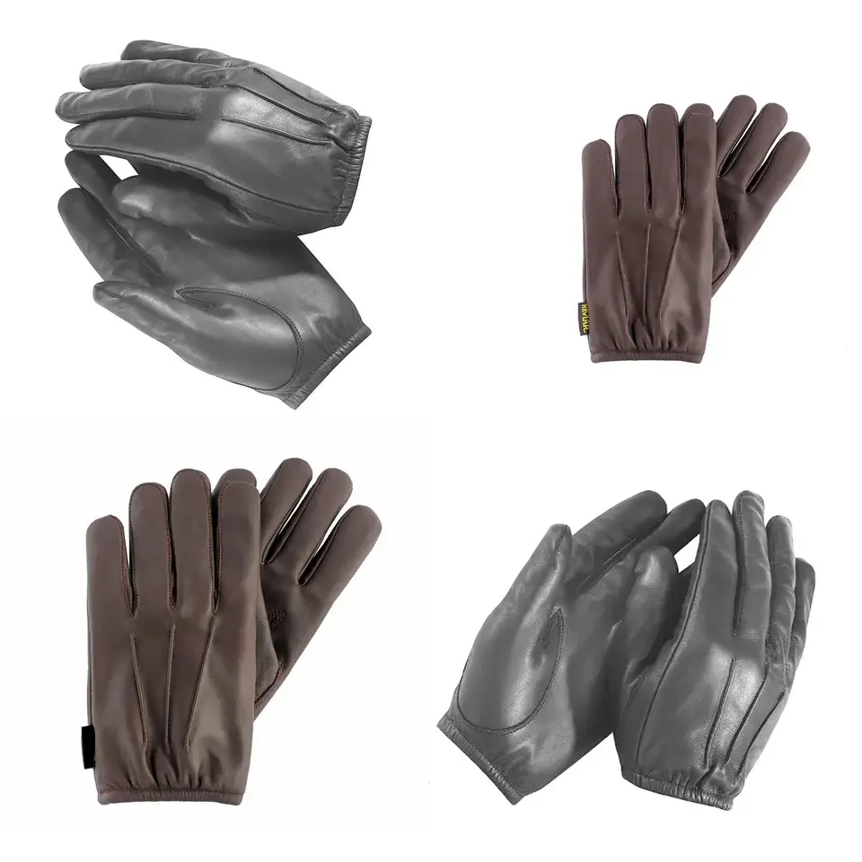 Custom Daily Life Sheepskin Autumn Winter Spring Warm Fashion gloves & mittens Women Elegant Black Leather Gloves Match Dress