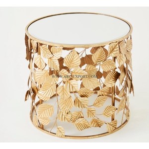 โต๊ะข้างกาแฟโลหะทองเหลืองสีทองดีไซน์เนอร์โต๊ะข้างกระจกตกแต่งบ้านทำด้วยมือคุณภาพเยี่ยม - Product Image 1