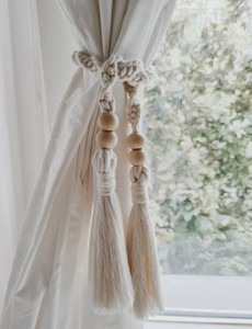 Macrame Curtain <b>Tiebacks</b> in Natural, Boho Style - Curtain Holder - Home Decor - Product Image 2