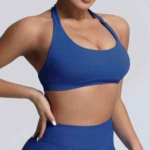 บราโยคะระบายอากาศคอวีผ้าไนลอนเนื้อนุ่มยืดหยุ่นสำหรับผู้หญิงบราออกกำลังกายแบบย้อนกลับได้พร้อมโลโก้ที่กำหนดเอง - Product Image 2
