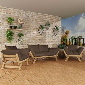 Adalar colore naturale-marrone, 2 + 1 + 1 Set da giardino CPT8620-211NK