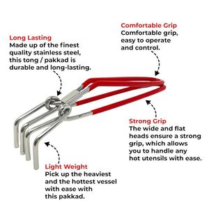 Pince à ustensiles en acier inoxydable avec logo personnalisé très vendue Pince à ustensiles de cuisine utilitaire lourde avec élévateur de pot Pakkad enduit de vinyle - Product Image 2