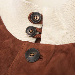 2025แจ็กเก็ตหนังกลับวินเทจสำหรับผู้ชายเสื้อผ้าแนวสตรีทแวร์ฤดูหนาวแบบลำลองปกตั้งโลโก้ด้านหน้า - Product Image 6