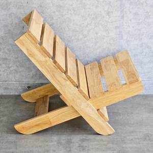 Chaise pliante inclinable 46x74x60cm, chaise de jardin en bois massif, en bois d'hévéa GCF200 - Product Image 3