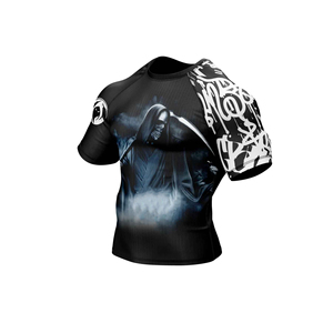OEM Custom Logo Compression <b>MMA</b> <b>Rash</b> <b>Guard</b> for Men Sublimated Printed Long Sleeve Short Length Anti-UV Quick Dry Gym Fabric - Product Image 4