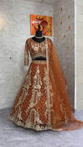 ชุดเลเฮนกา โจลี ดูปาตตา ผ้าไหมทูบบี้เย็บกึ่งสำเร็จรูป ชุดเดรสผู้หญิงสำหรับฤดูร้อน ลายดอกไม้ ยาวคลุมเท้า - Product Image 4