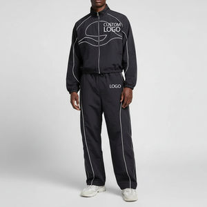 Conjunto de chándal con estampado personalizado de fabricante de ropa, conjunto de chaqueta cortavientos informal de nailon ligero con bloques de colores para invierno - Product Image 1