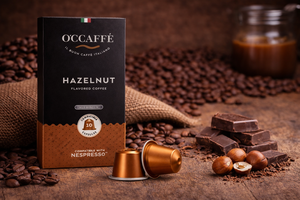 Capsules compatibles en aluminium Occaffe de qualité italienne, saveur noisette, boîte de 10 capsules dans un carton pour café - Product Image 2