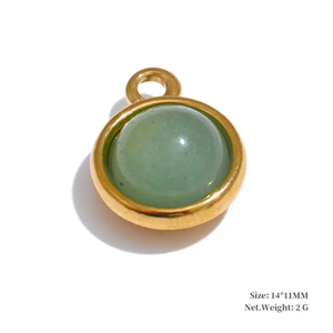 Pendentif vintage à fermoir, pierre d'aventurine verte, laiton, 10 à 15 mm, prix de gros et MANGALMAY CORPORATION - Product Image 2