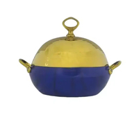 Nouvelle marmite chauffante de table en acier inoxydable antiadhésive avec couvercle découpé de style arabe, pour servir des plats du Moyen-Orient, en métal de luxe pour la restauration