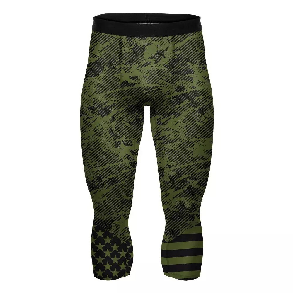 Compression Men's Gym Leggings Elastic Waist Print Design Custom Colors Breathable Quick Dry Fitted Full Length Digital Printing