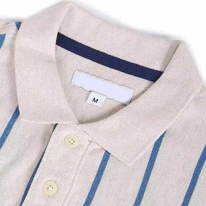 Hombres Casual de manga corta transpirable logotipo personalizado venta al por mayor de alta calidad de algodón a rayas hombres camisetas Polo camisa - Product Image 6