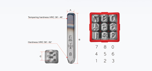 2mm 5/64 inch Steel Number <b>Punch</b> <b>Set</b> 0-9 9pcs Cr-V 6150 HRC 58-62 Part Number Stamping Proportional Font OEM/ODM Taiwan - Product Image 6