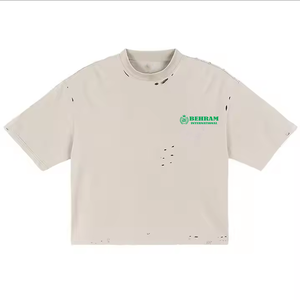 Camisetas de Cuello Redondo Ajustadas de Algodón/Fibra de Bambú de Alta Calidad, Fabricante OEM Personalizado, Ropa Casual para Hombre, Hombros Caídos, Impresión Digital - Product Image 6