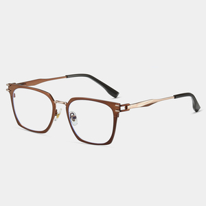 Armazones de Anteojos Modernos y de Lujo para Hombre, Anti Luz Azul, Negros y Grises, Cuadrados, de Acero Inoxidable con Bisagras Flexibles - Product Image 2