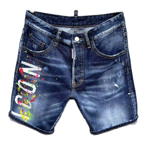 Pantalones cortos de mezclilla para hombre OEM ODM, pantalones de cinco puntos de moda con salpicaduras de pintura 2025 - Product Image 1