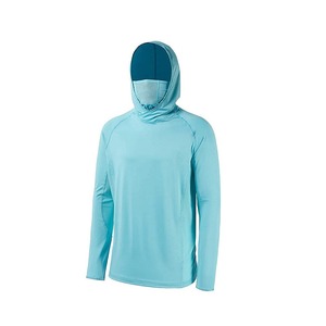 Custom Blank Premium Long Sleeve Polyester Sublimation Quick Dry Fishing Hoodie Uv Sun Hoodies With <b>Gaiter</b> - Product Image 4