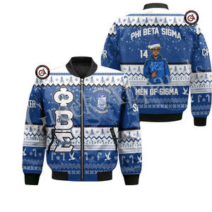 Phi Beta Sigma เสื้อแจ็คเก็ตบอมเบอร์ผู้ชายปักลาย, เสื้อแจ็คเก็ตนักเบสบอลปักลายพี่น้องผู้ชายสไตล์ที่กำหนดเองได้ - Product Image 1