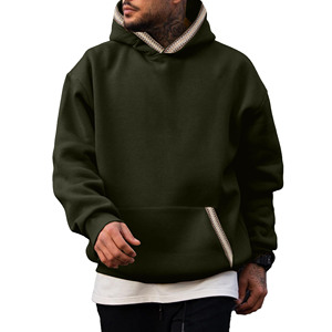 Vente en gros de sweats à capuche unisexes à imprimé logo personnalisé de haute qualité avec bas côtelé et cordon de serrage grande taille pour hommes - Product Image 1