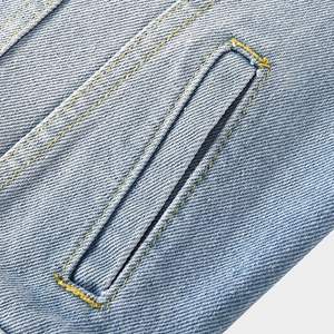 Ladyful Women's Vintage <b>Bride</b> Denim <b>Jacket</b> 100% Cotton 320g Medium Wash Windproof Breathable Regular Fit Pockets Solid - Product Image 4