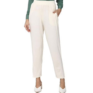 Street Wear <b>Winter</b> Elastic Waist Flat Front Lightweight <b>Women</b> <b>Trousers</b> Wholesale Customized High-quality Canvas Polyester/Cotton - Product Image 1