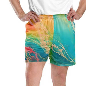 Loose Fit High <b>Elastic</b> <b>Waist</b> Solid Color Customized Plus Size <b>Men</b> Sublimation <b>Shorts</b> Windproof Breathable Eco-Friendly Casual - Product Image 5