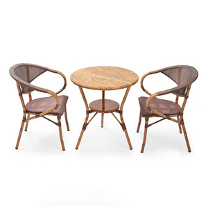CBCF309 Outdoor Durable <b>Aluminum</b> <b>Table</b> and Chair Set Rustic Rattan-Look for Garden or Warehouse Dining Made of Polyester - Product Image 1
