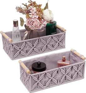 Cesta de Macramé Multiusos para Almacenamiento y Decoración, Hecha con Fibras de Cuerda de Algodón Natural - Product Image 3