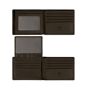 Cartera de cuero genuino RFID elegante para hombre plegable hecha a mano con ventanas, cartera decorativa para hombre con caja de regalo - Product Image 1