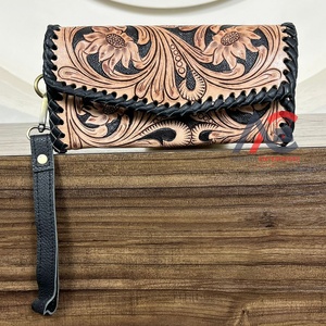 2025 nueva moda hecha a mano de cuero genuino occidental bolso de mano diseñador señoras carteras elegante monedero de gran capacidad - Product Image 1