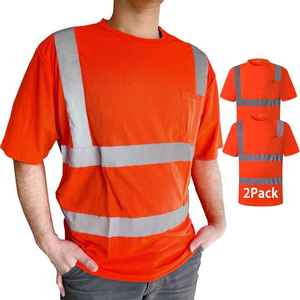 Camisetas de Seguridad Personalizadas con Logotipo para Hombre, 100% Algodón Canvas 240g, Alta Visibilidad, Reflectantes, Transpirables, Cuello Redondo, Tallas Grandes - Product Image 1