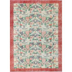 Alfombras de Lana Anudadas a Mano de Estilo Boho Vintage con Diseño Floral y Abstracto, Rectangulares en Rojo y Naranja para el Hogar, para Sala de Estar o Dormitorio-Pae-3278 - Product Image 1