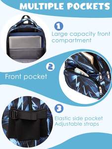 Children School Backpack <b>Lunch</b> <b>Box</b> Set 2-Piece Zipper Closure Anti-Theft Polyester 15-Inch Characters Pattern Unisex Primary - Product Image 3