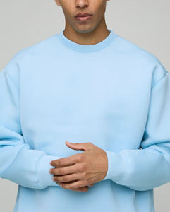 Sudaderas con capucha y sudadera de hombre transpirables con hombros caídos de gran tamaño de color sólido de 100% algodón con logotipo serigrafiado personalizado de alta calidad - Product Image 2