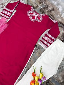 Salwar Kameez très vendu, robe indienne pakistanaise en georgette, broderie blanche, découpe GPU, tenue ethnique traditionnelle rouge - Product Image 5