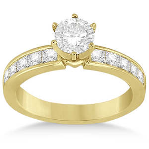 Anillo de Compromiso y Conjunto Nupcial Princesa con Diamantes, Oro Amarillo de 14k, 1.10ct, Conjuntos de Joyería Fina - Product Image 2