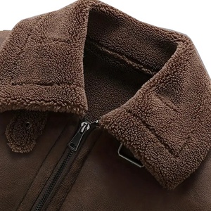 <b>Men's</b> Genuine Leather Eco-Friendly Breathable Windproof <b>Jacket</b> Zipper Closure Moto <b>Biker</b> Style Winter Warm Standard Brown Coat - Product Image 3