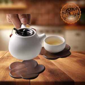 Ensemble de 6 dessous-de-verre carrés en bois artisanal KALATRI, écologiques, antidérapants, épaisseur personnalisée, sur mesure - Product Image 5