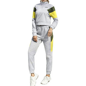 High Quality Custom Logo Sportswear <b>Fleece</b> <b>Jogger</b> Sets Tracksuit <b>For</b> <b>Women</b> Breathable Color Block Sweatshirt And Sweatpants 2026 - Product Image 1