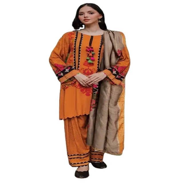 Inde et Pakistan Salwar Kameez vêtements pour vêtements d'hiver robes pour dames tissu de qualité d'exportation tissu respirant de haute qualité