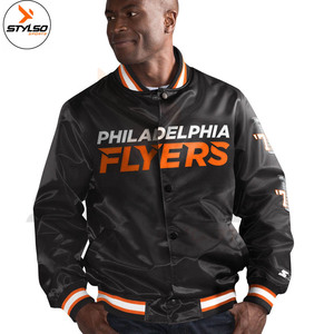 Nom et numéro de l'équipe de conception personnalisée blouson aviateur de démarrage blousons aviateur en satin brodé prix de gros - Product Image 5