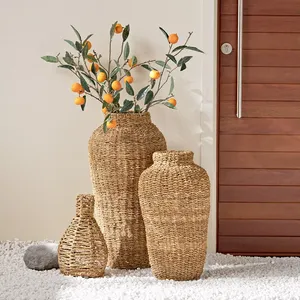 Vase de sol en herbe de mer durable, minimalisme, vase de maison en herbe de mer naturelle, provenant de l'usine du Vietnam - Product Image 6