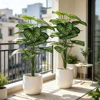 Plante artificielle Calathea Orbifolia en pot, fausse verdure en PVC, décoration intérieure et extérieure sur pied