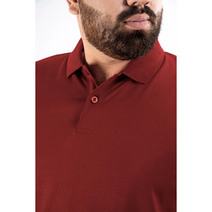 Polo Rojo de Manga Corta para Hombre, 100% Algodón, Transpirable, Informal, de Punto Jersey, Color Sólido, Corte Regular - Product Image 3