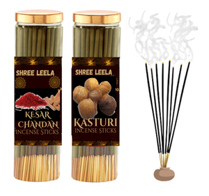 Shree Leela Agarbatti pour Pooja Jasmine & Temptation Lot de 2 bâtonnets d'encens naturels aux huiles essentielles, sans charbon et faible - Product Image 1