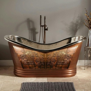 Double Sipper Traditionnel Rouleau Autoportant Baignoire en Cuivre Brillant Villa de Luxe Abordable Vente à Chaud Cuivre Original - Product Image 6