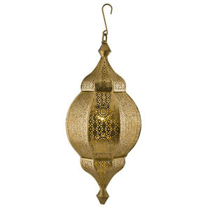 Handcrafted Antique Moroccan Oval <b>Hanging</b> Lamp Cutwork Design Brass <b>Ceiling</b> Lantern Vintage Metal Pendant Light Fixture For Home - Product Image 3