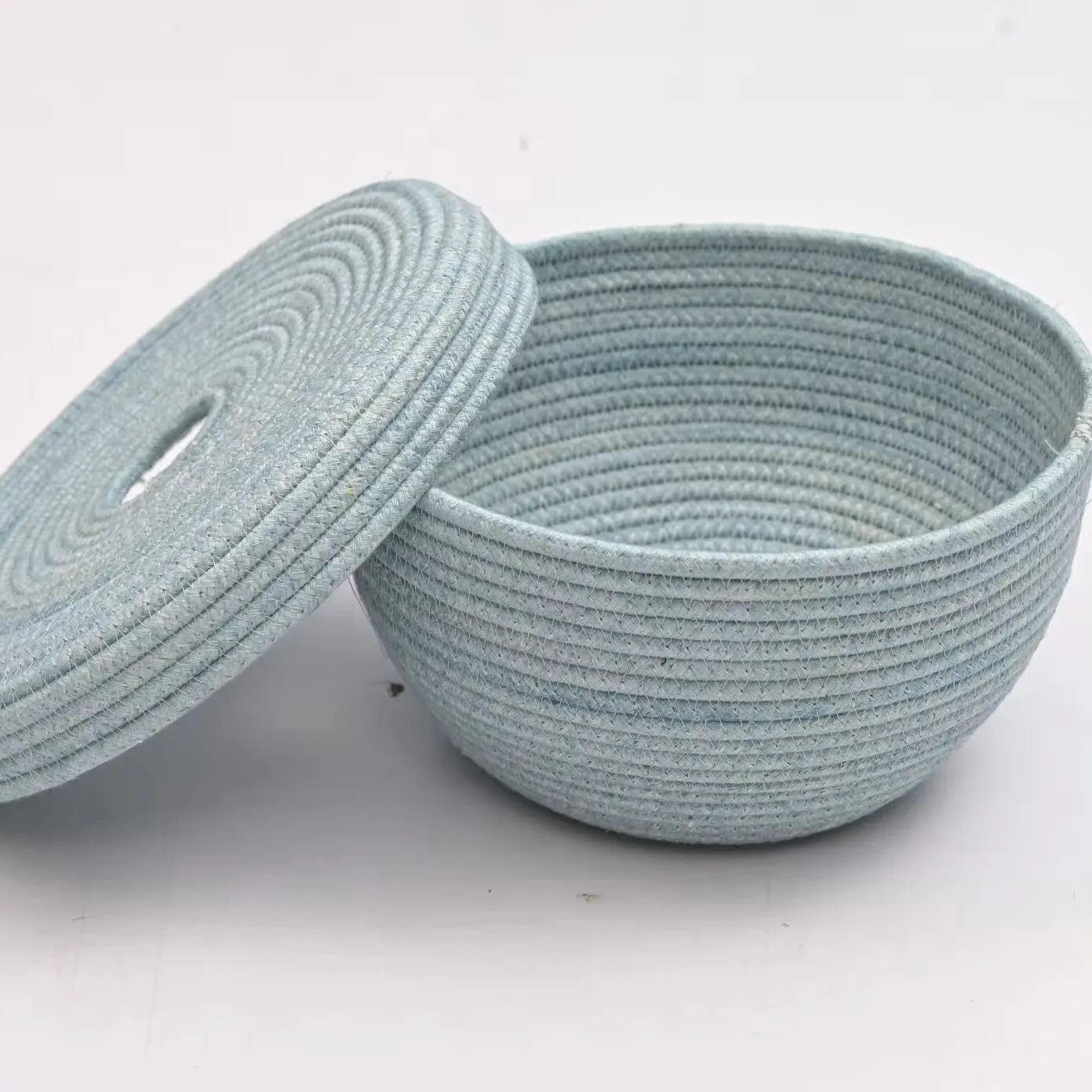 Woven Cotton Rope Storage Basket with Lid Organizing Accessories set of 2
