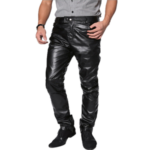 2025 nouveau Design solide noir hommes pantalons en cuir respirant personnalisable taille moyenne Style décontracté foncé lavage toile tissu non tissé - Product Image 5