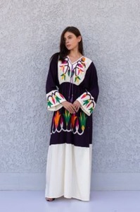 Robe longue brodée multicolore à manches longues pour femme, nouvelle collection été - Product Image 5